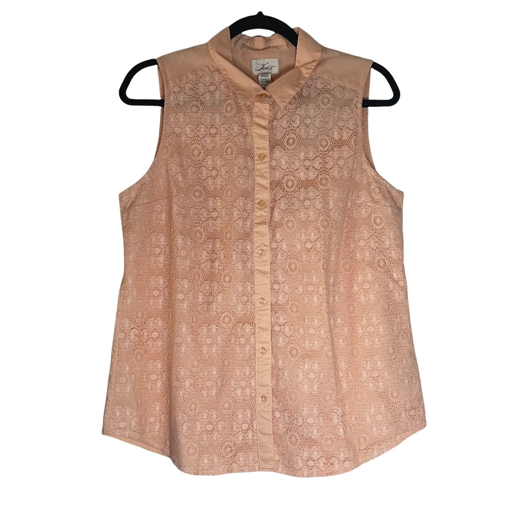 NWT Levi's Sleeveless Lace Button Up Top Peach Large